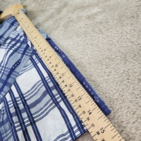 Robert Graham Button-Down Shirt Blue And White Plaid Short Sleeve Men's Size XS - Picture 7 of 10